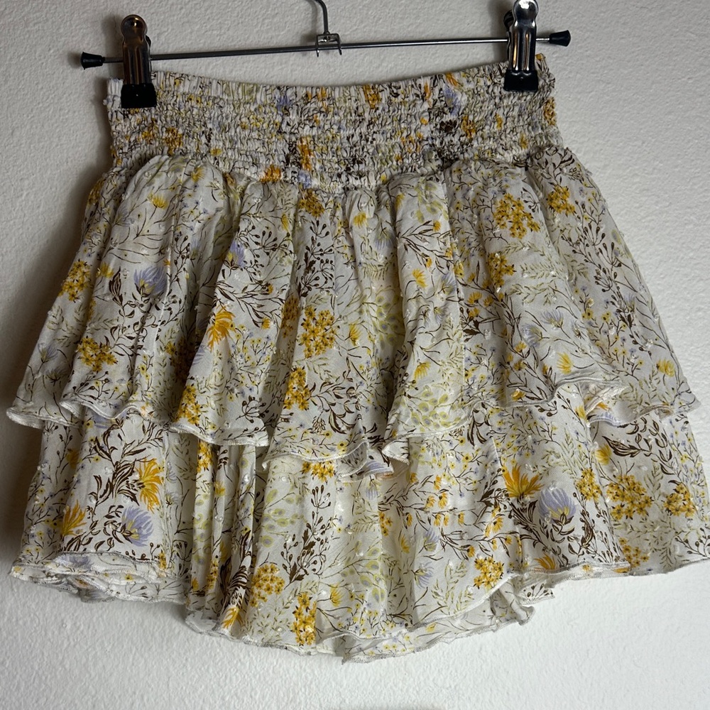 Forever 21 Floral Mini Skirt - Yellow and Cream